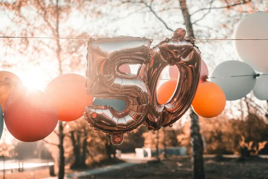 A number 50 balloon at a 50th birthday celebration