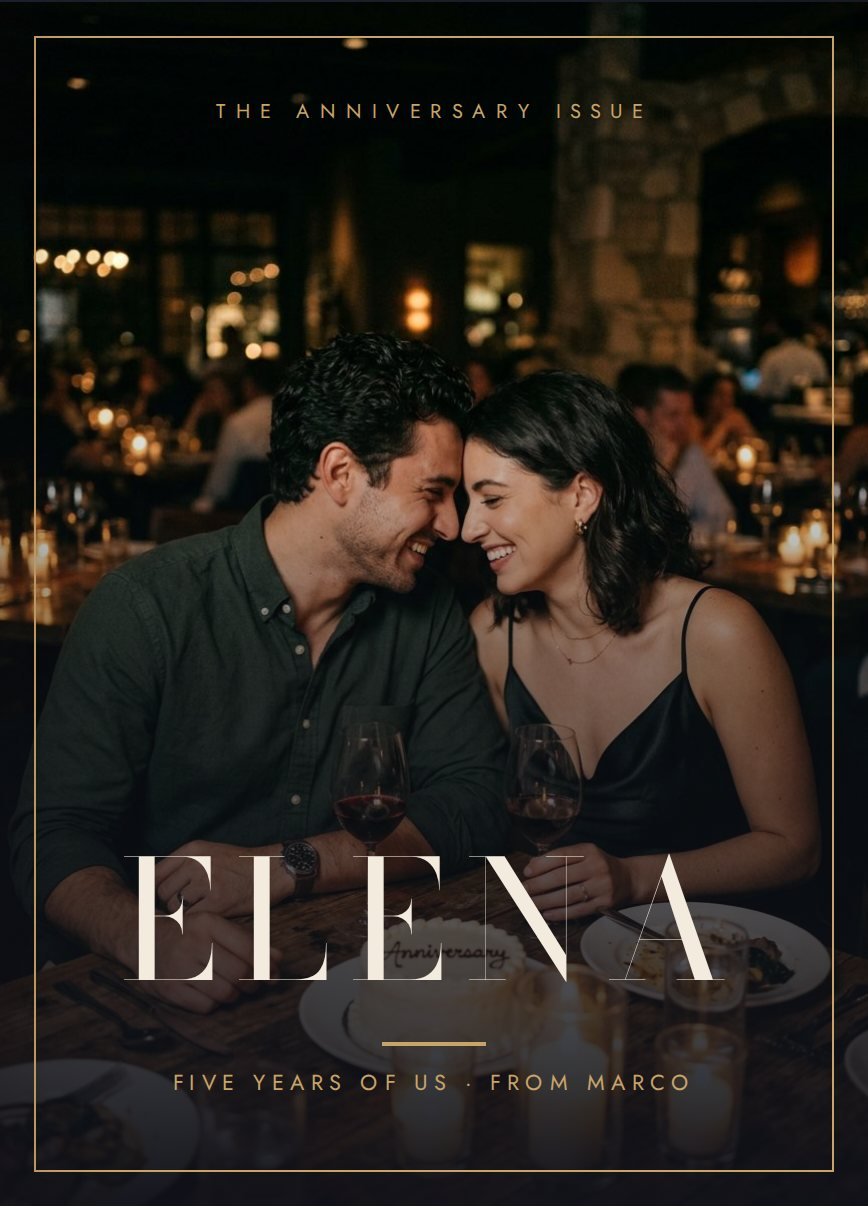 Anniversary sample magazine cover, Midnight template